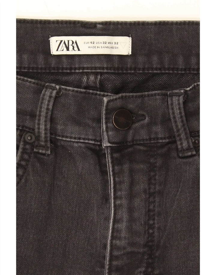 Zara Mens Cargo Denim Shorts EU 42 Large W32 Grey Cotton