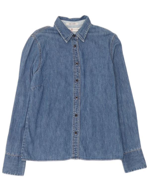 Tommy Hilfiger Damen Jeanshemd UK 12 Mittelblaue Baumwolle