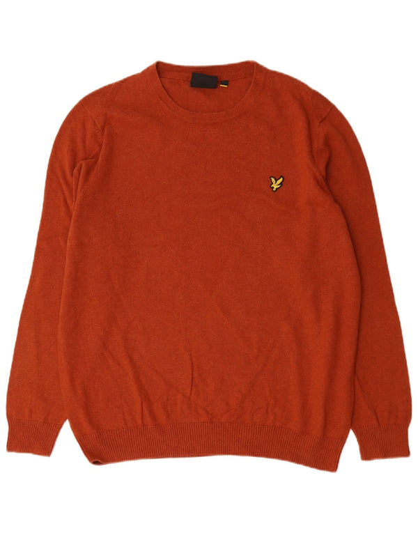 Мужской джемпер с вырезом лодочкой Lyle & Scott 2XL оранжевый хлопковый