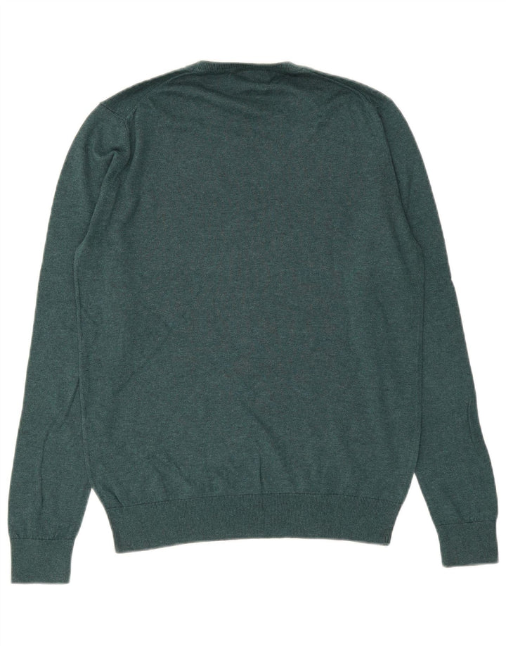 Zara Herren-Pullover mit Rundhalsausschnitt, mittelgrüne Seide