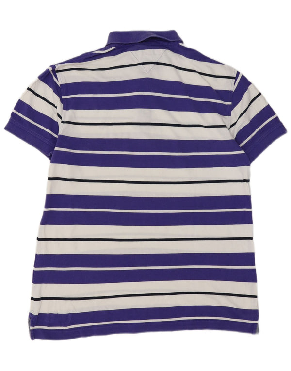 Tommy Hilfiger Mens Custom Fit Polo Shirt Large Blue Striped Cotton