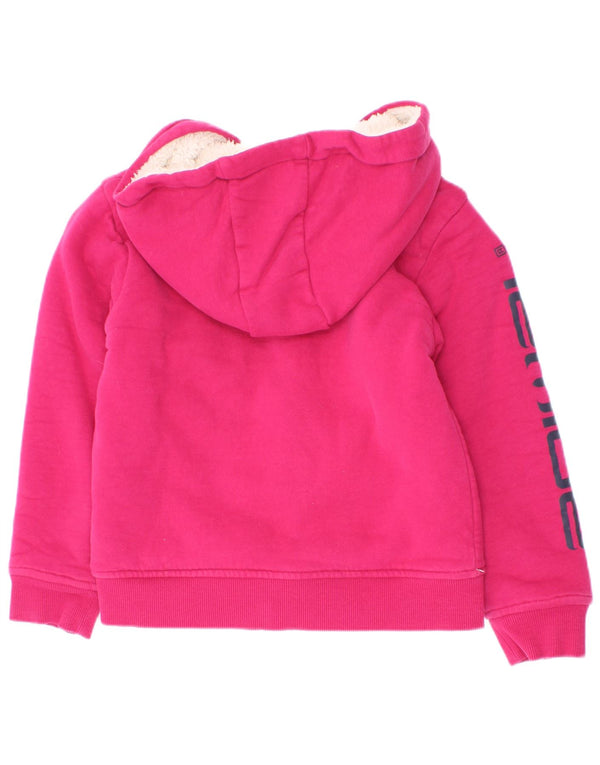 Animal Mädchen-Kapuzenpullover mit grafischem Reißverschluss, 5–6 Jahre, rosa Baumwolle