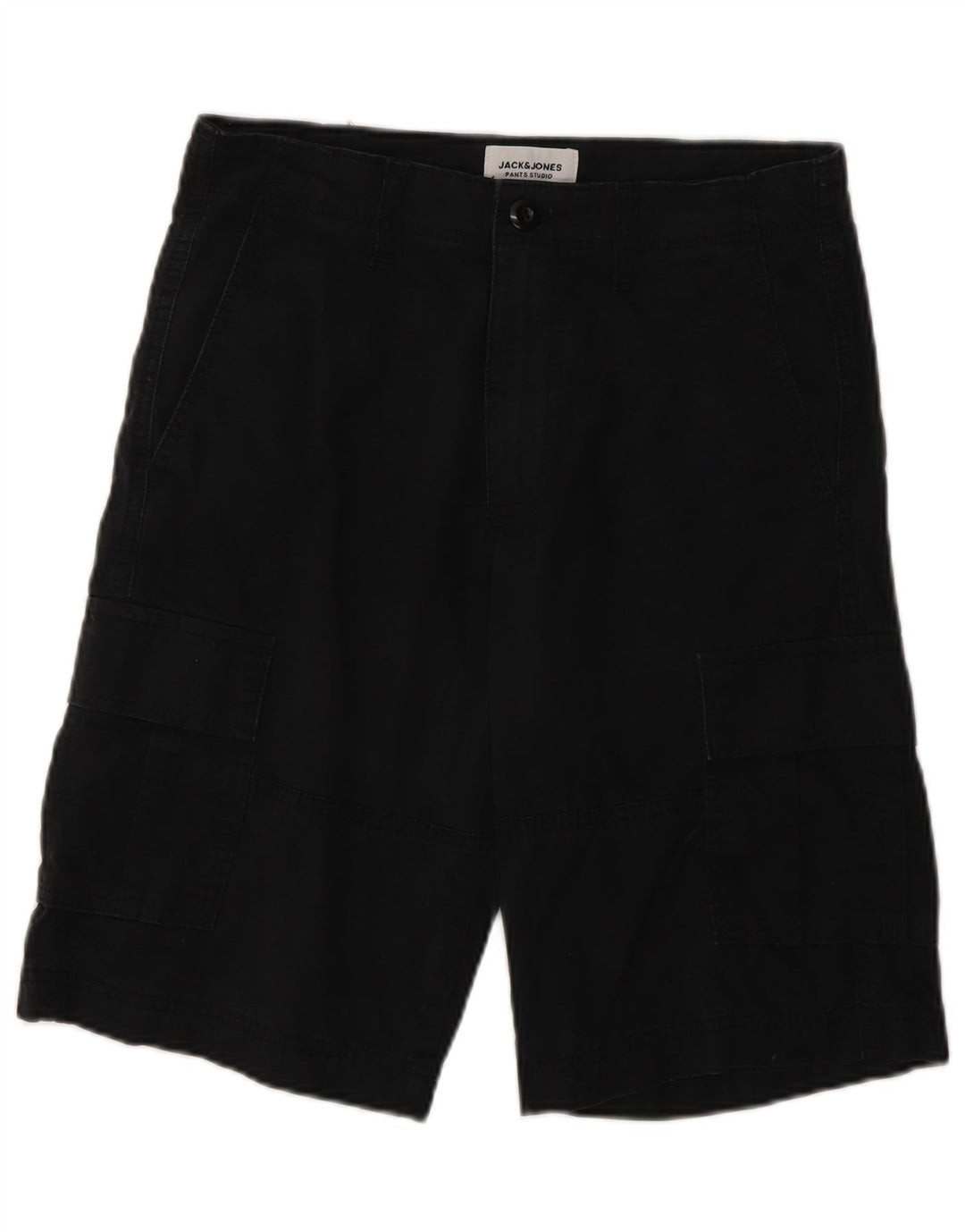 Jack & Jones Mens Cargo Shorts XS W26 Black Cotton