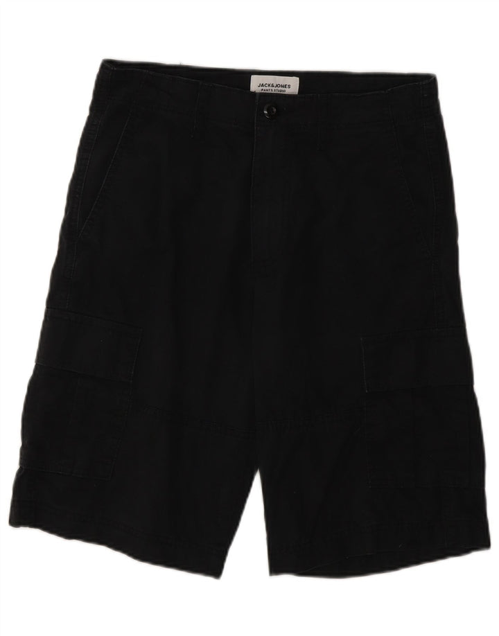 Jack & Jones Mens Cargo Shorts XS W26 Black Cotton