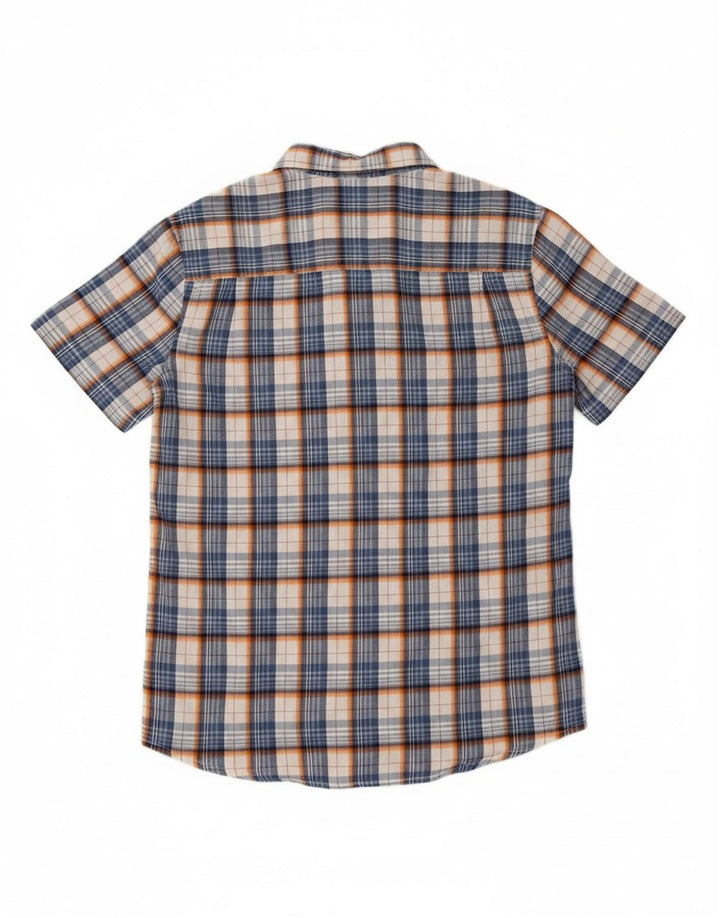 MOUNTAIN WAREHOUSE Mens Short Sleeve Shirt Large Blue Check Cotton