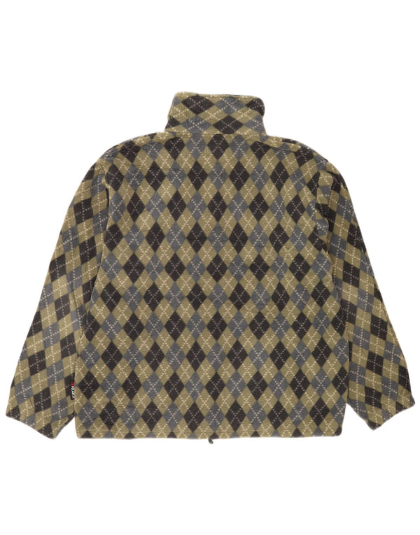 Maglione in pile da uomo con zip e collo Aesse, grande, kaki, argyle/diamante, in poliestere