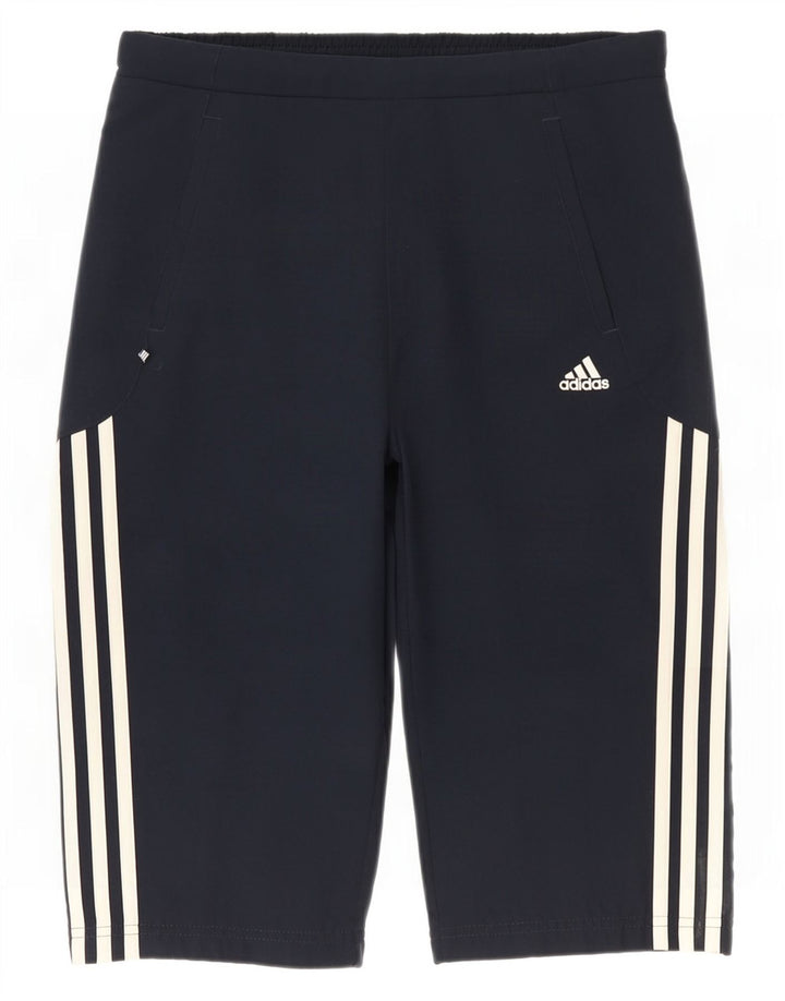 Женские спортивные шорты-бермуды Adidas UK 12, средние, темно-синие, полиэстер