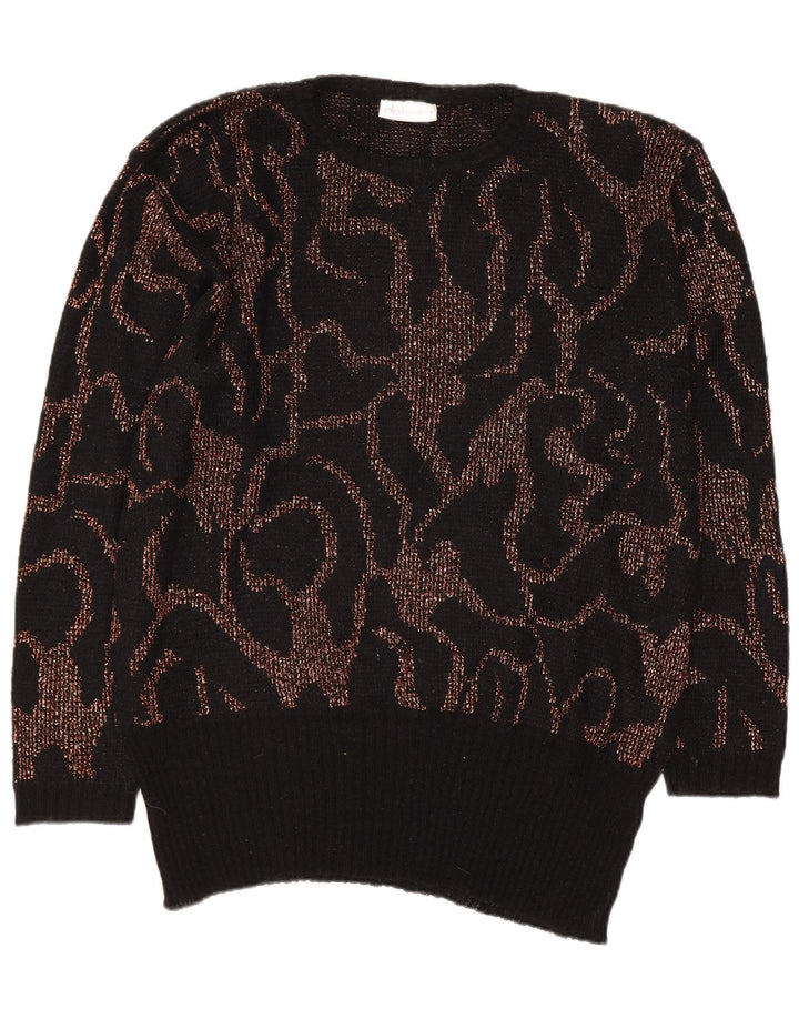 Dolores Damen-Pullover mit abstraktem Muster und U-Boot-Ausschnitt, EU 40, Mittelschwarz