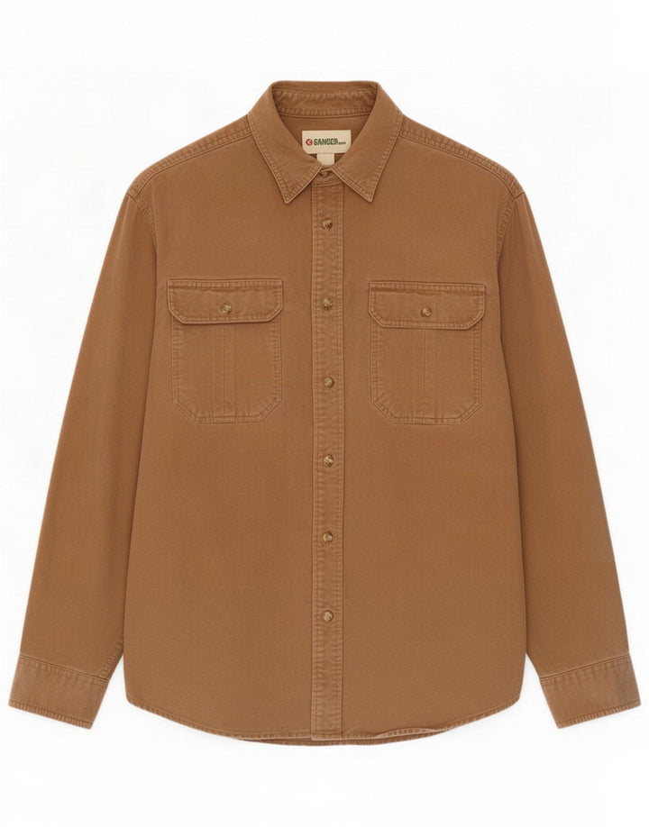 Vintage Mens Shirt Large Brown Cotton