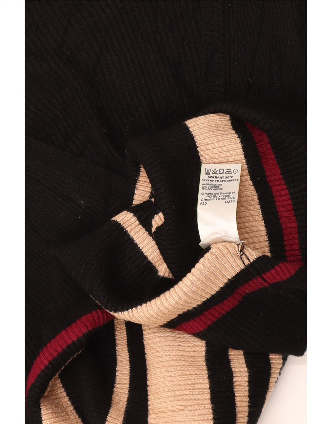 Marks & Spencer Womens V-Neck Jumper Sweater UK 14 Medium Black Striped