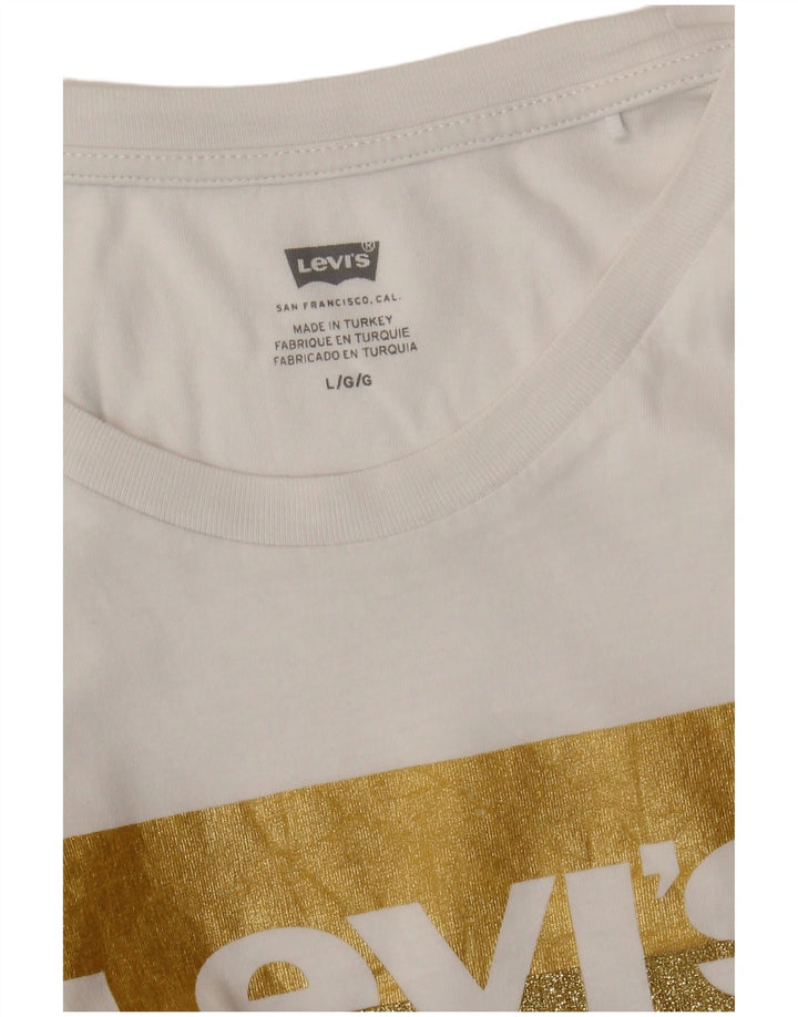 LEVI'S Womens Graphic T-Shirt Top UK 16 Large White
