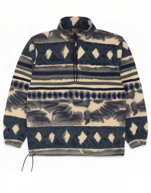Invicta Mens Zip Neck Fleece Jumper XL Blue Geometric