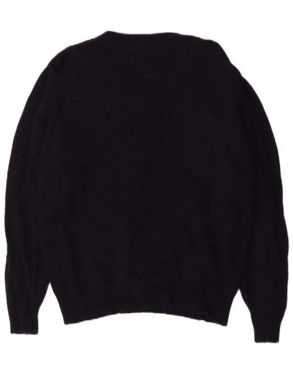 La Martina Herre V-hals trøje Sweater Large Navy Blue Virgin Wool