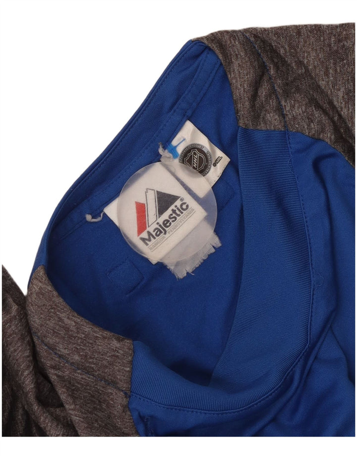 Majestic Mens Top 3/4 Sleeve Medium Blue Colourblock