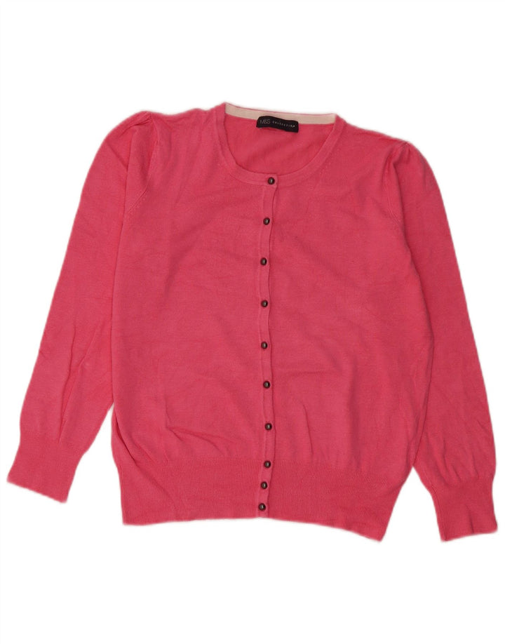 Marks & Spencer Womens Cardigan Sweater UK 12 Medium Pink Viscose