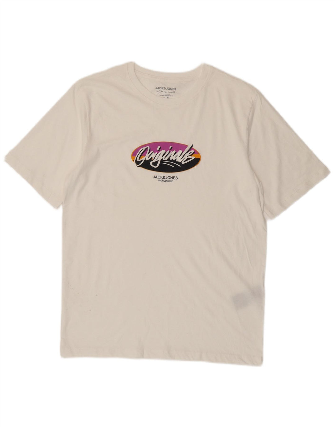 JACK & JONES Mens Graphic T-Shirt Top Small White Cotton