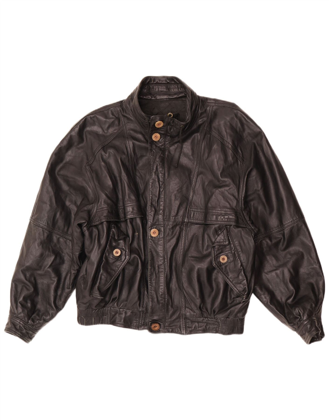 vintage Mens Loose Fit Veste en cuir UK 38 Moyen Noir