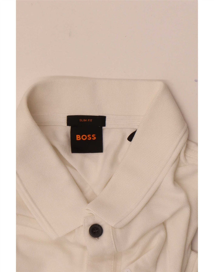 Hugo Boss Mens Slim Fit Polo Shirt Medium White Cotton