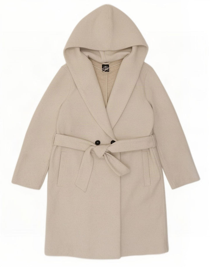 Cappotto doppiopetto oversize con cappuccio da donna Zara UK 10 piccolo Beige