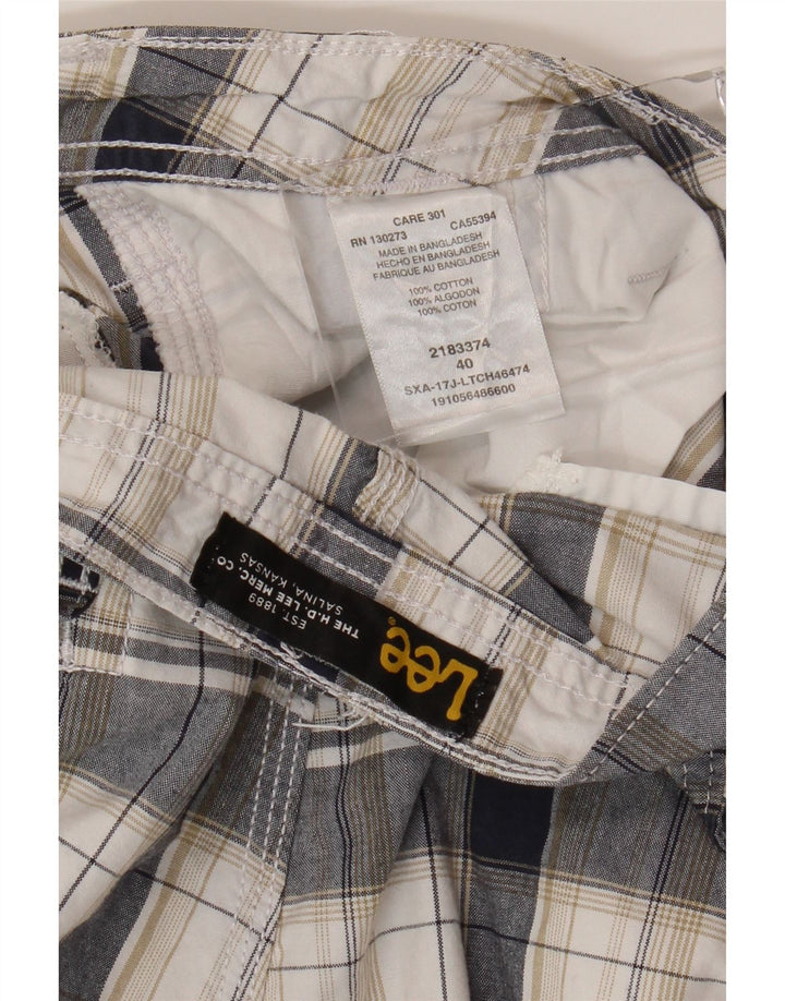 Pantaloncini cargo da uomo Lee W40 XL in cotone a quadri bianchi