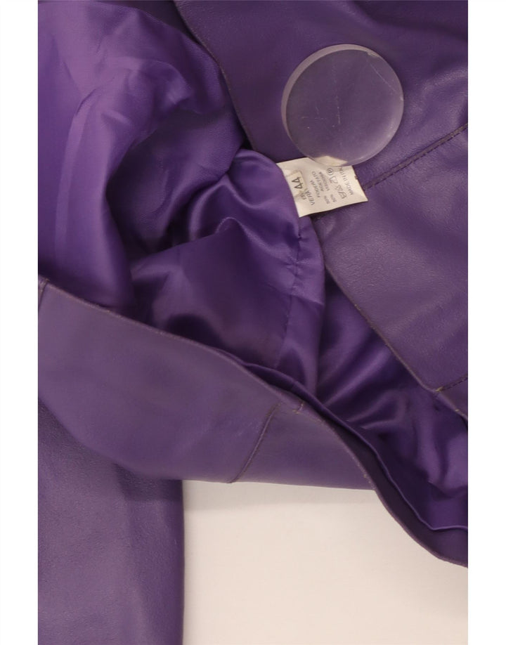 Mays Womens 4 Button Leather Blazer Jacket IT 44 Medium Purple Acetate