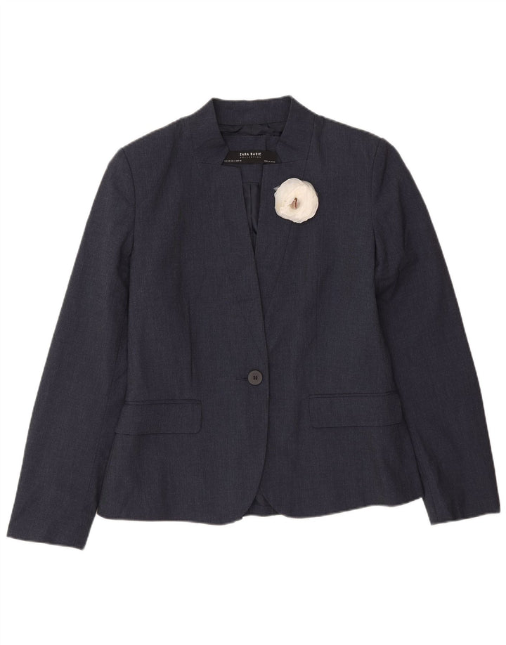 Zara Dame 1-knaps blazerjakke EU 38 Lille marineblå polyester