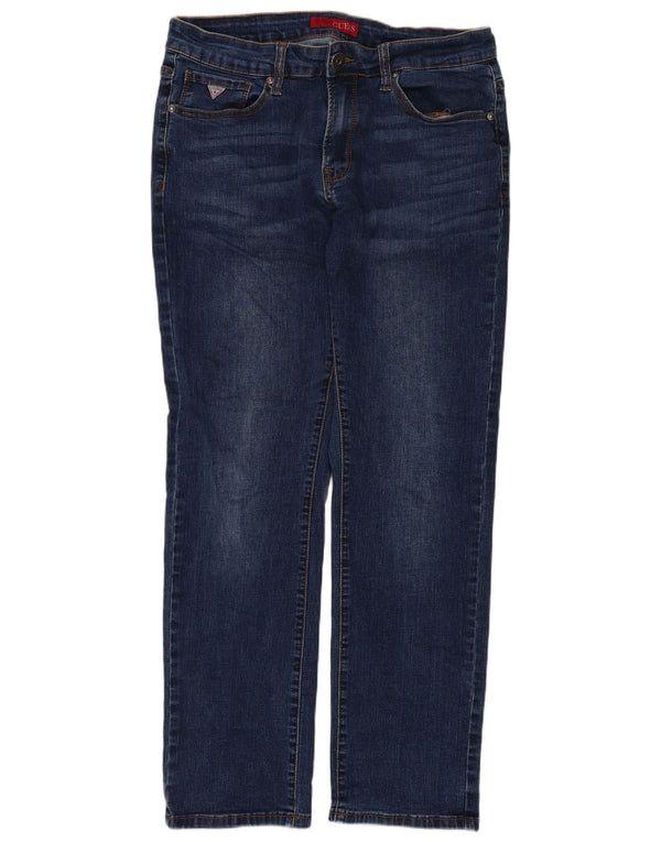 Guess Damen Straight Slim Jeans W30 L28 Blaue Baumwolle