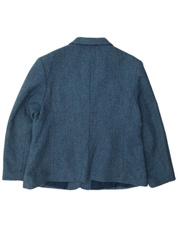 Dunedin Damen-Blazerjacke mit 2 Knöpfen, UK 22 3XL, blaue Fischgrätenwolle