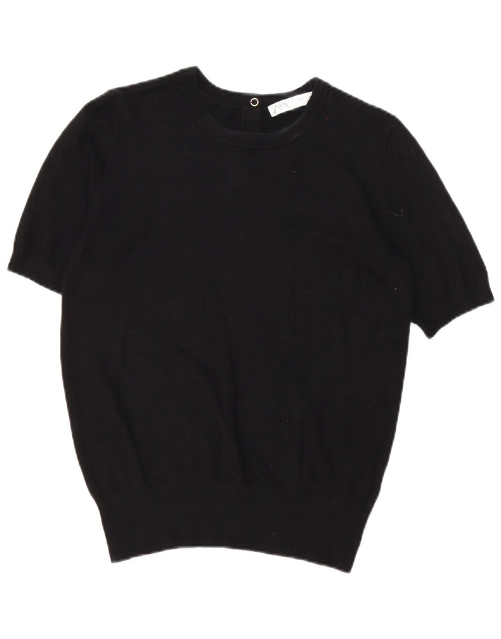 Zara Womens T-Shirt Top UK 14 Medium Black