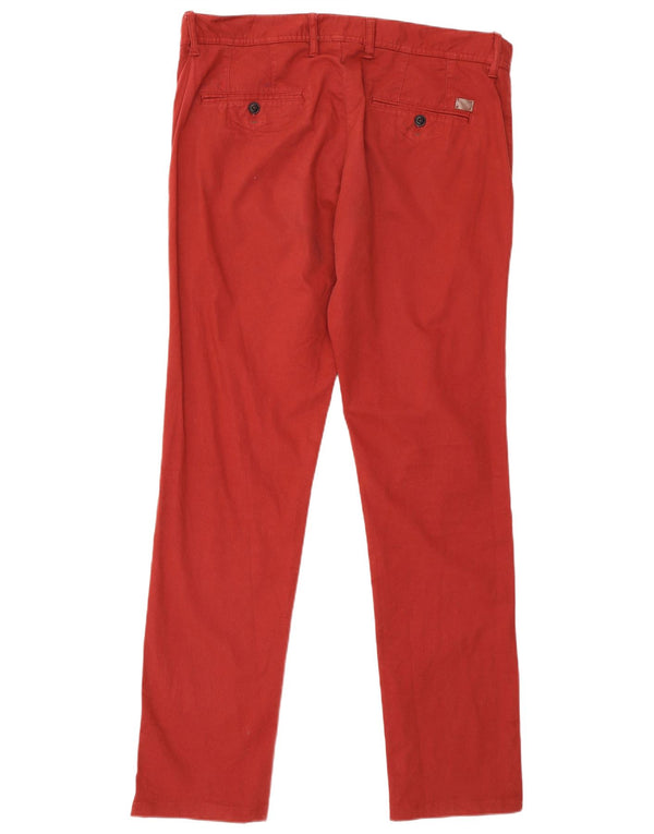 Zara Mens Slim Chino Calças EU 46 XL W36 L32 Algodão Borgonha