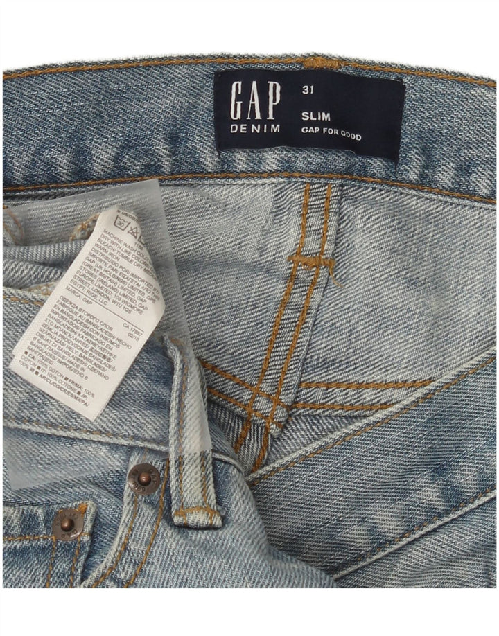 Pantaloncini di jeans slim invecchiati da uomo GAP W31 cotone blu medio