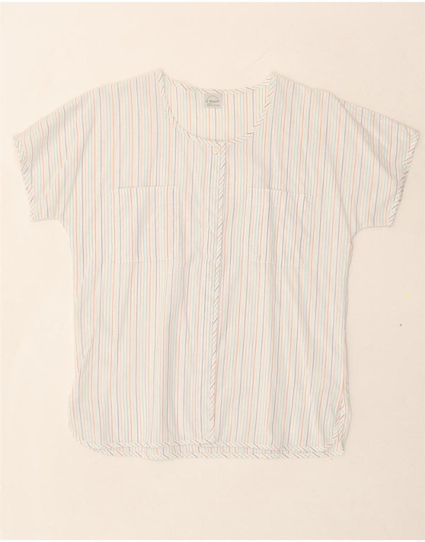 BOGNER Womens Short Sleeve Shirt Blouse EU 38 Medium White Pinstripe