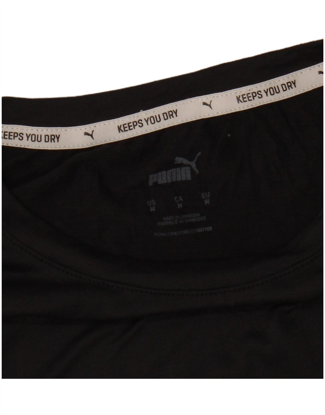 PUMA Womens Crop T-Shirt Top UK 14 Medium Black