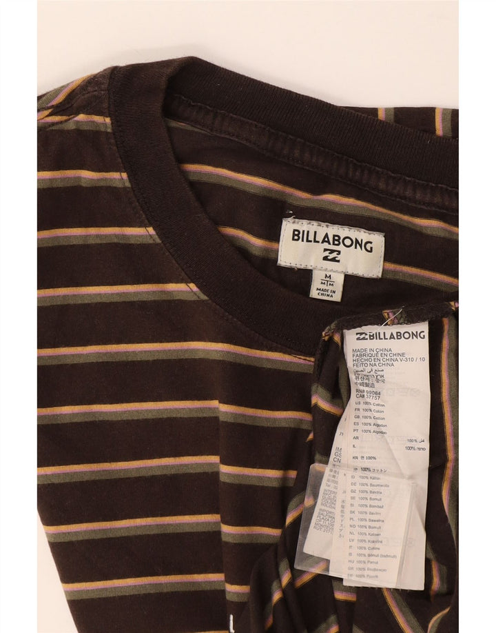 Billabong Mens T-Shirt Top Medium Brown Striped Cotton