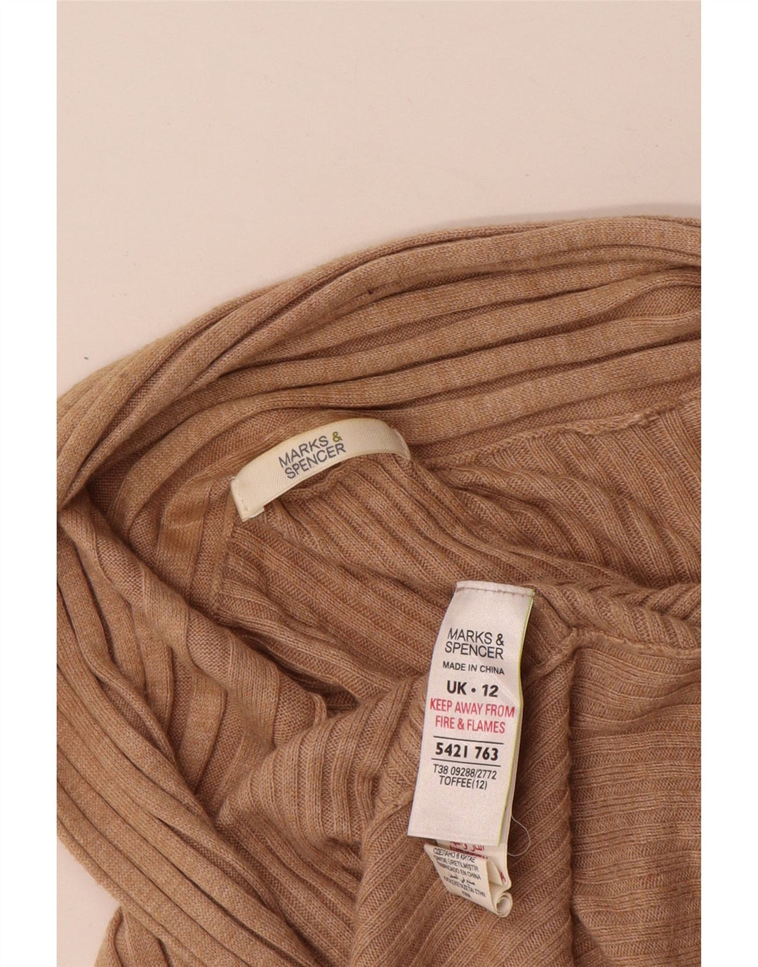 Marks & Spencer Damen Asymmetrischer Cardigan-Pullover UK 12 Mittelbraun