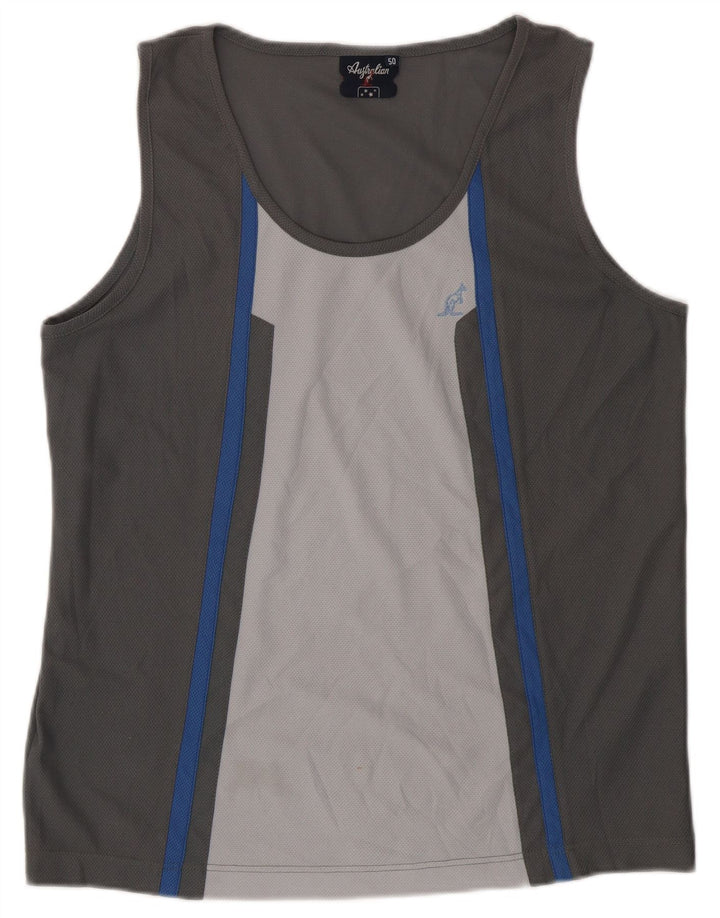 AUSTRALIAN L'ALPINA Mens Vest Top IT 50 Medium Grey Colourblock Polyester
