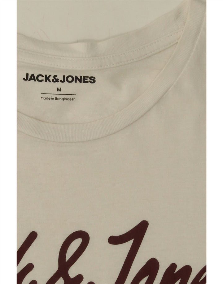 JACK & JONES Mens Graphic T-Shirt Top Medium White Cotton Vintage Jack & Jones and Second-Hand Jack & Jones from Messina Hembry 