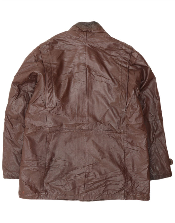 Vintage Mens Leather Jacket IT 52 XL Brown