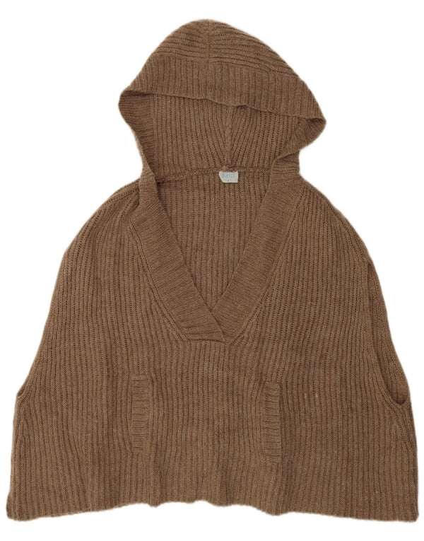 Oasis Damen-Ponchopullover mit Kapuze, ärmellos, Gr. 10, klein, braun, Acryl