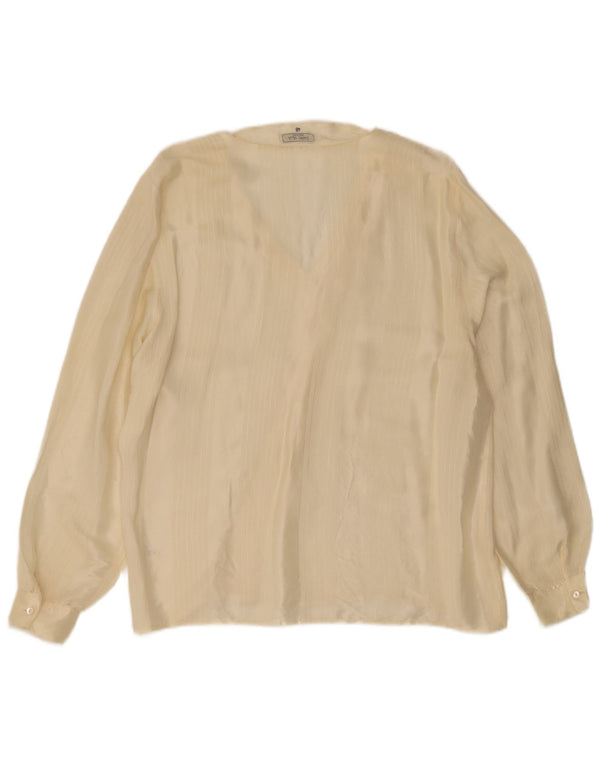 Damska bluzka z długim rękawem w stylu vintage IT 48 XL Żółty prążkowany octan