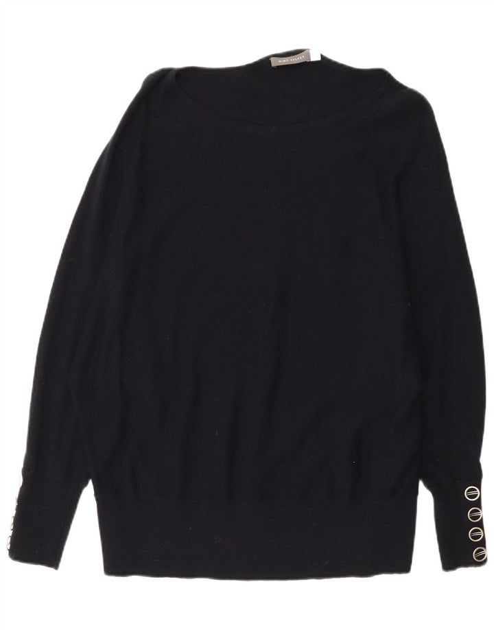 MINT VELVET Womens Oversized Boat Neck Jumper Sweater UK 14 Medium Black