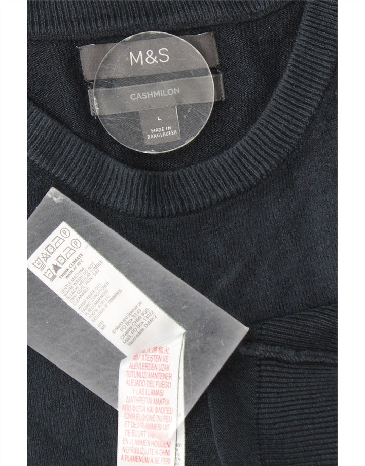 Marks & Spencer Mens Crew Neck Jumper Sweater Large Navy Blue Acrylic