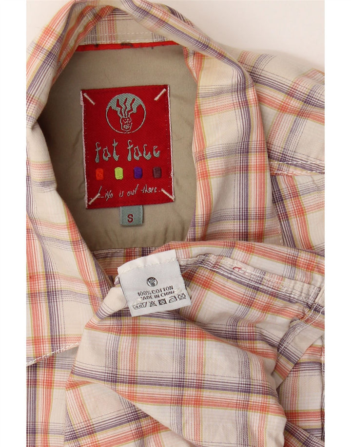 FAT FACE Camicia in flanella da uomo in cotone a quadri bianco sporco