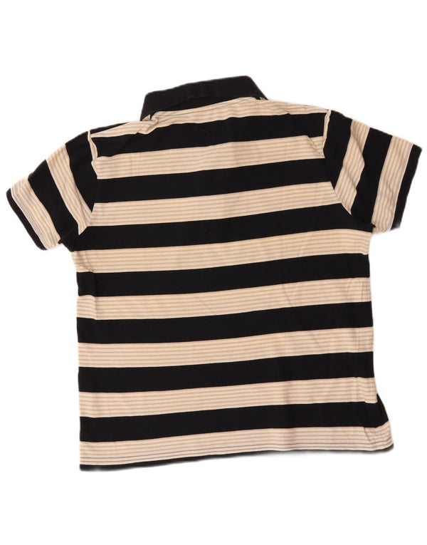 Puma Mens Polo Shirt Medium Black Striped Cotton
