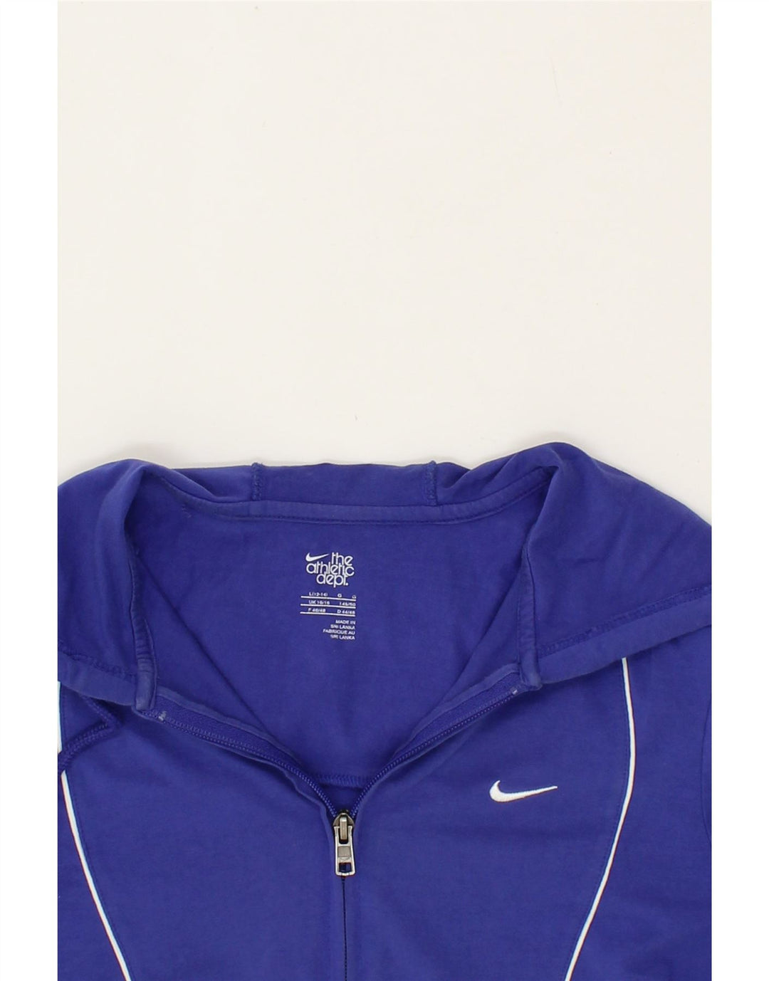 NIKE Womens Zip Hoodie Sweater UK 16/18 Large Blue Cotton Vintage Nike and Second-Hand Nike from Messina Hembry 