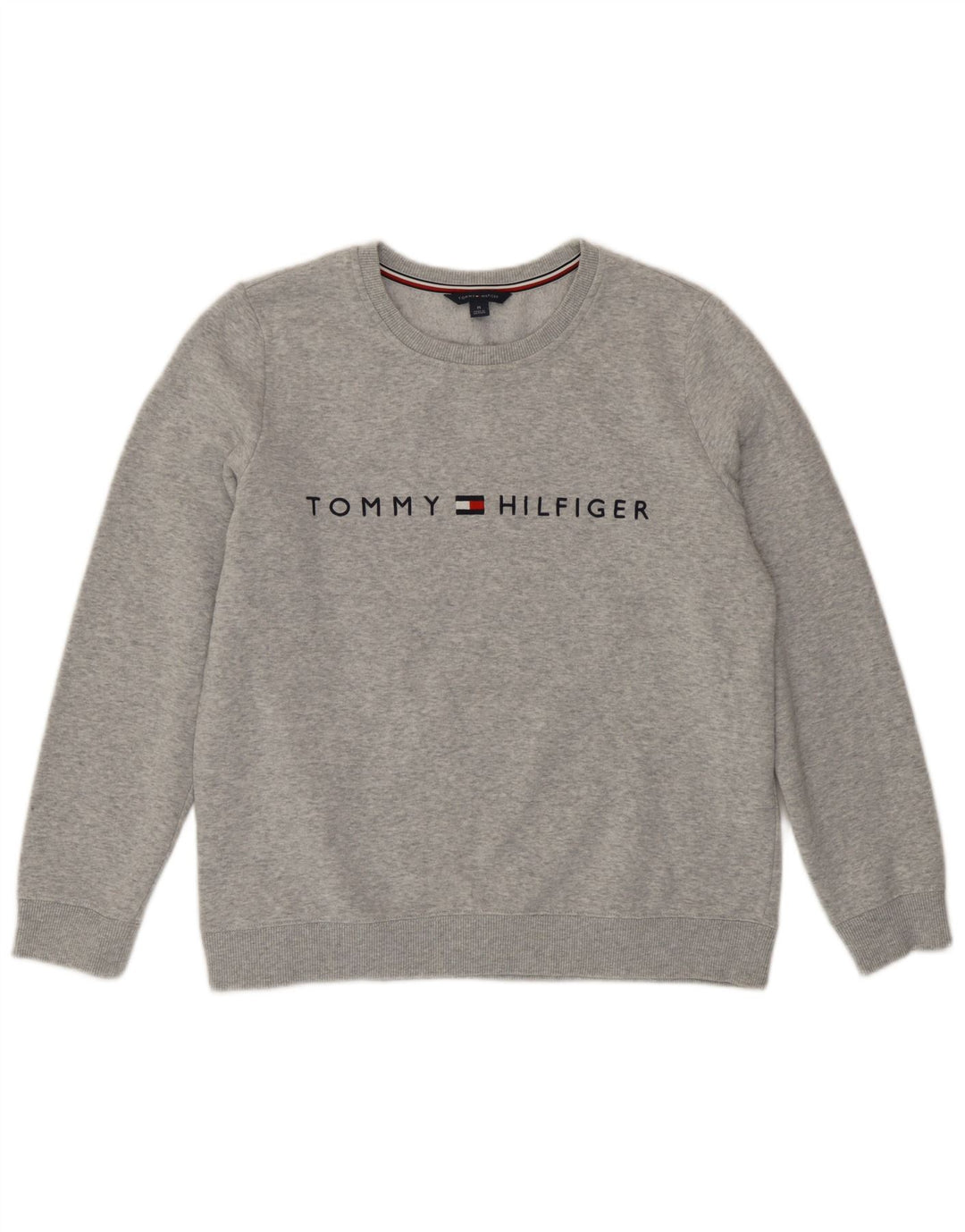 Tommy Hilfiger Graphic Sweatshirt Jumper UK 14 Medium Grey Flecked