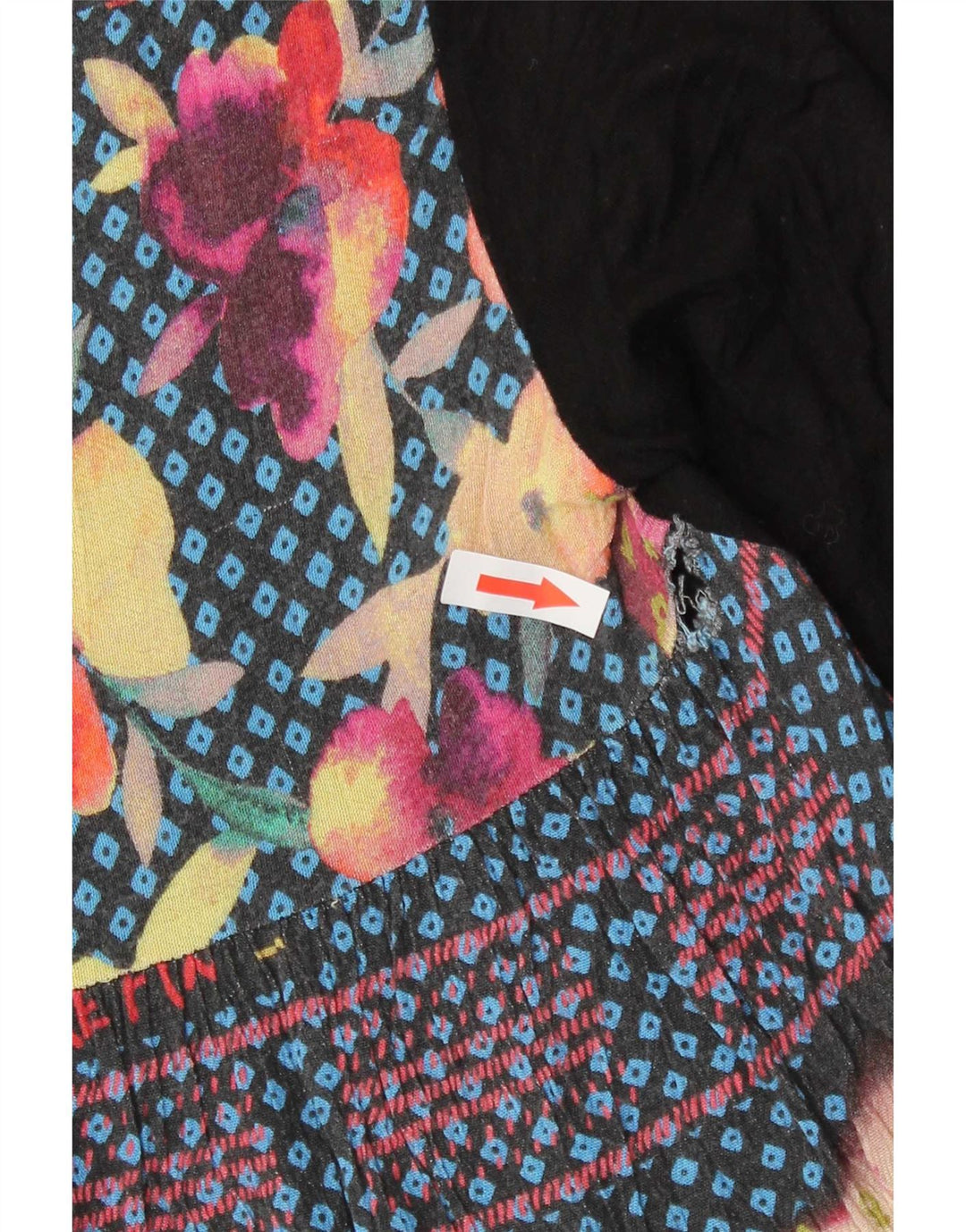 Desigual Womens Abstract Pattern Top 3/4 Ärmel UK 10 Small Schwarze Viskose
