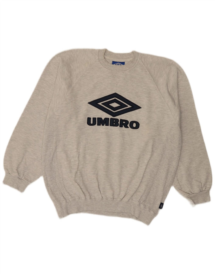 UMBRO Mens Graphic Sweatshirt Jumper Large Grey Flecked Cotton