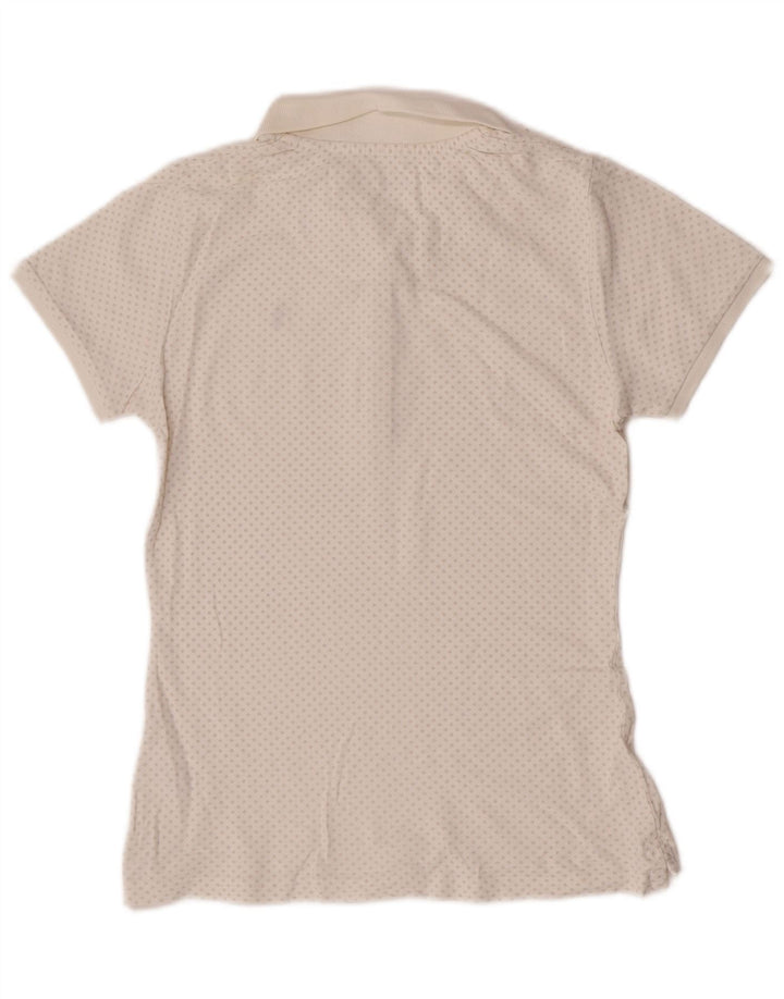 Refrigue Womens Polo Shirt UK 10 Small White Argyle/Diamond Cotton