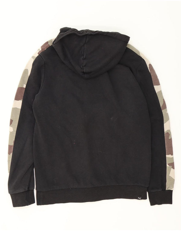 Puma Herren-Kapuzenpullover mit grafischem Reißverschluss, mittelschwarz, Camouflage-Baumwolle